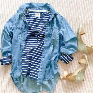 Joules navy striped long sleeve sweatshirt